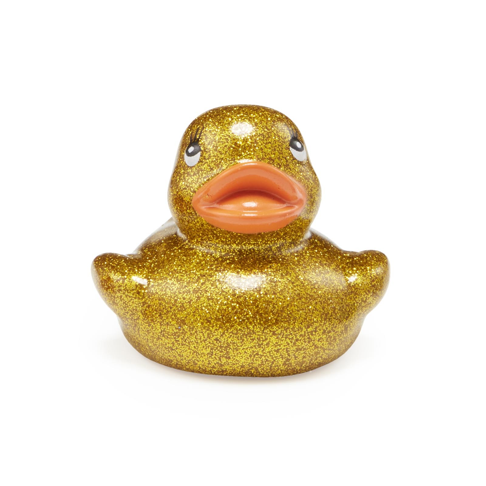 gold rubber duck with logo