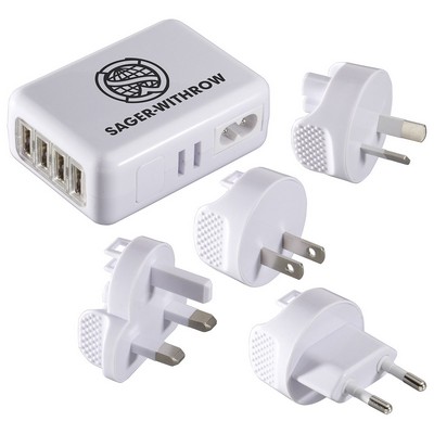 Custom Imprinted USB World Travel Adapter